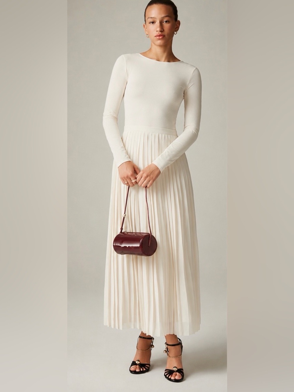 J.Crew Pleated ballet dress in stretch cotton blend in natural